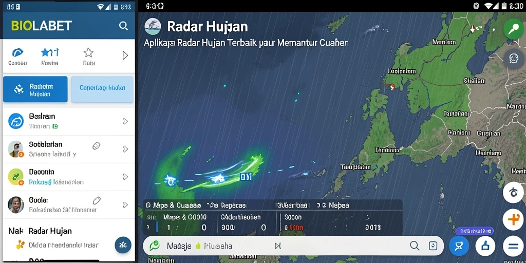 Tampilan antarmuka aplikasi <strong>BIOLABET</strong> dengan fitur Radar Hujan.