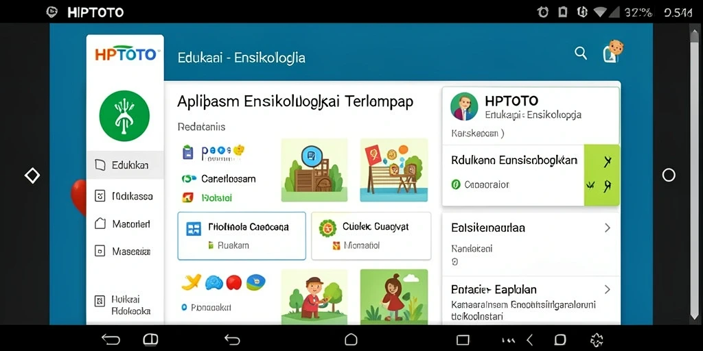 Tampilan antarmuka utama HPTOTO dengan berbagai kategori informasi.
