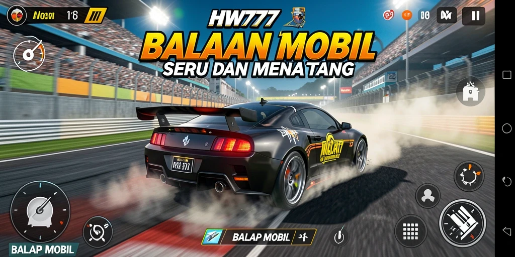Tampilan antarmuka utama game Balap Mobil HW777.