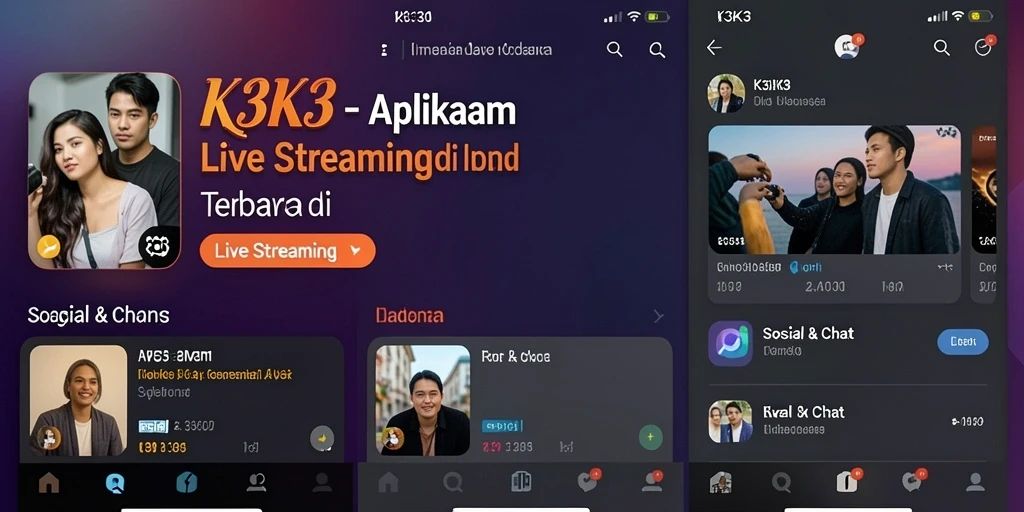 Screenshot antarmuka K3K3 yang menampilkan fitur Live Streaming yang menarik.