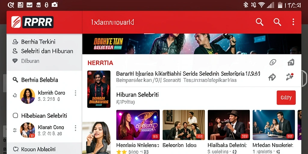 Antarmuka aplikasinya yang bersih dan informatif tentang hiburan selebriti.