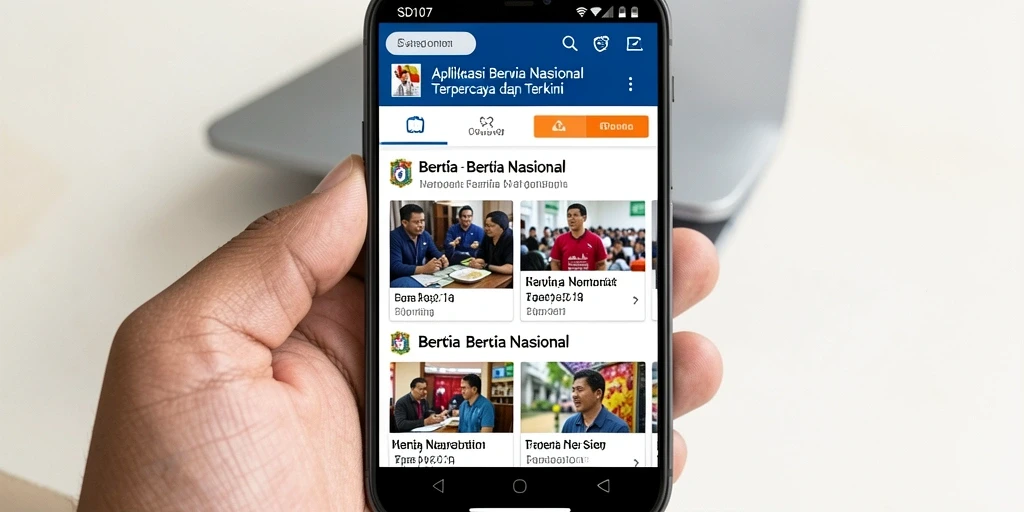 Tampilan antarmuka SD107 yang modern dan menarik untuk berita nasional.