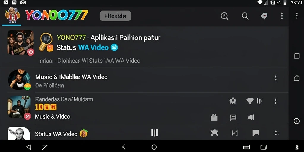 Antarmuka sederhana YONO777 untuk memilih status WA video.